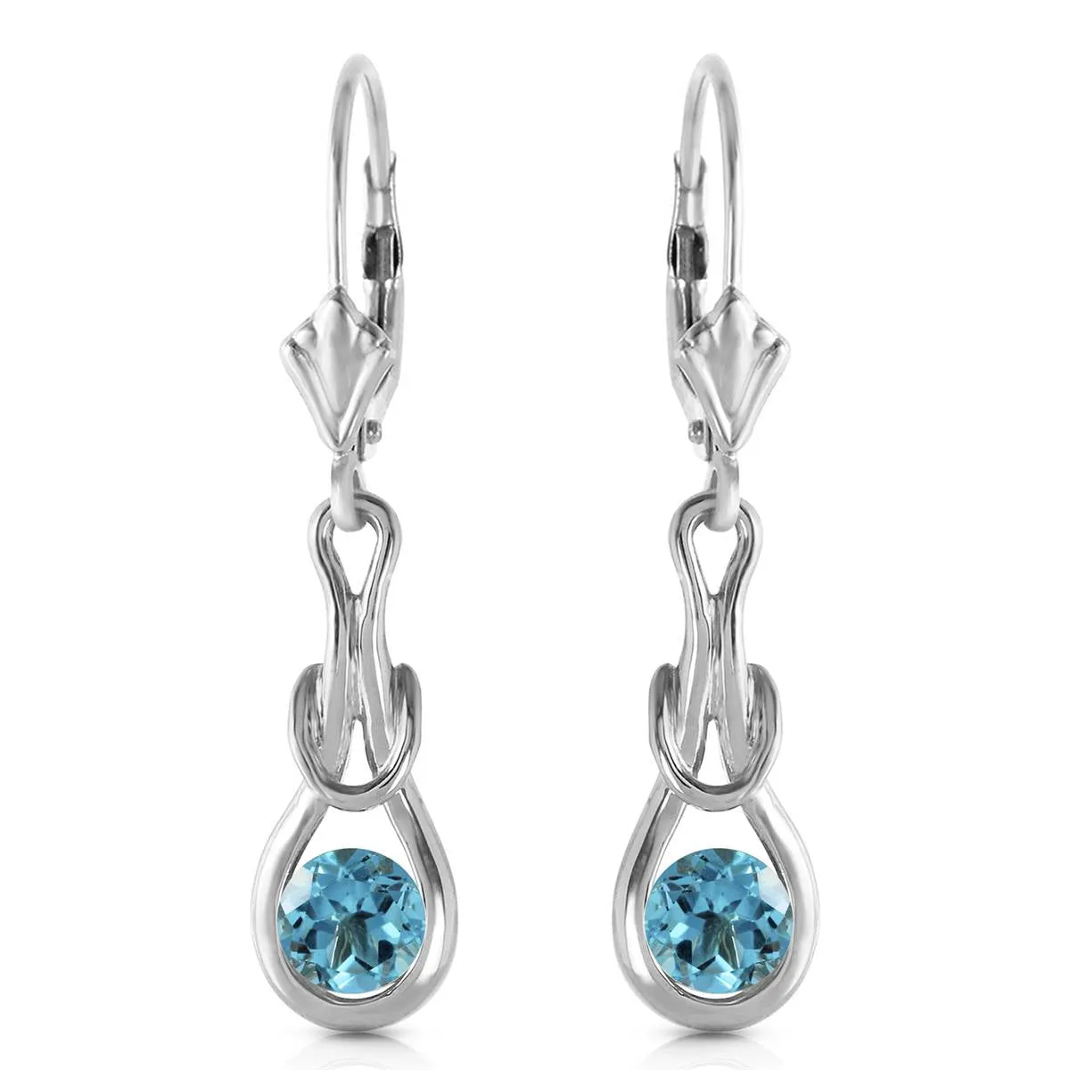 1.3 Carat 14K Solid White Gold Timeless Love Blue Topaz Earrings