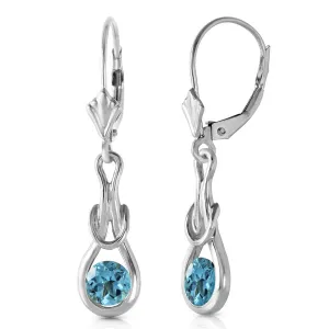 1.3 Carat 14K Solid White Gold Timeless Love Blue Topaz Earrings