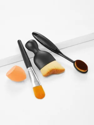 3Pcs Makeup Brush Set With Puff