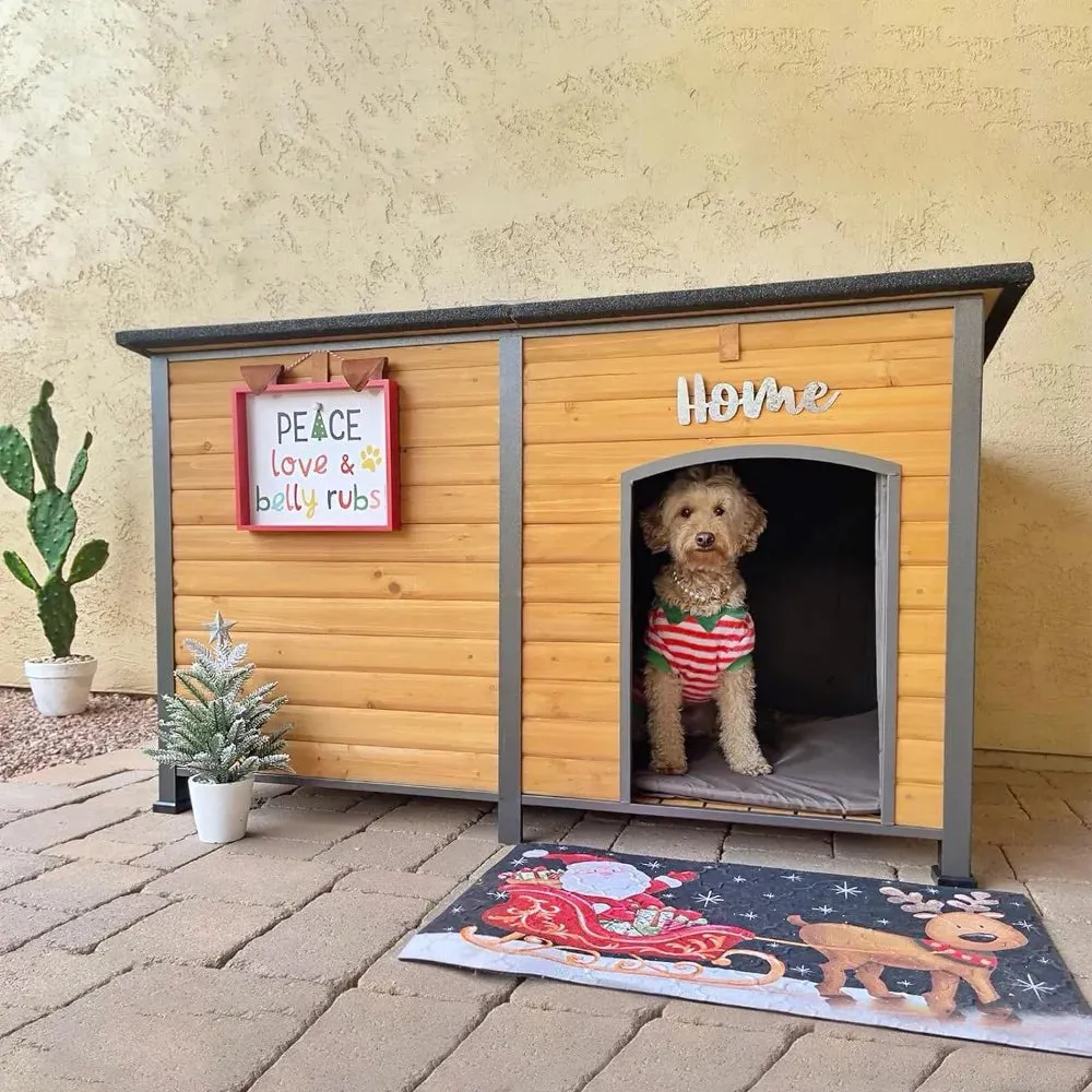 59" Large Insulated Dog House with Liner - Waterproof Winter Kennel for Outdoor & Indoor Use