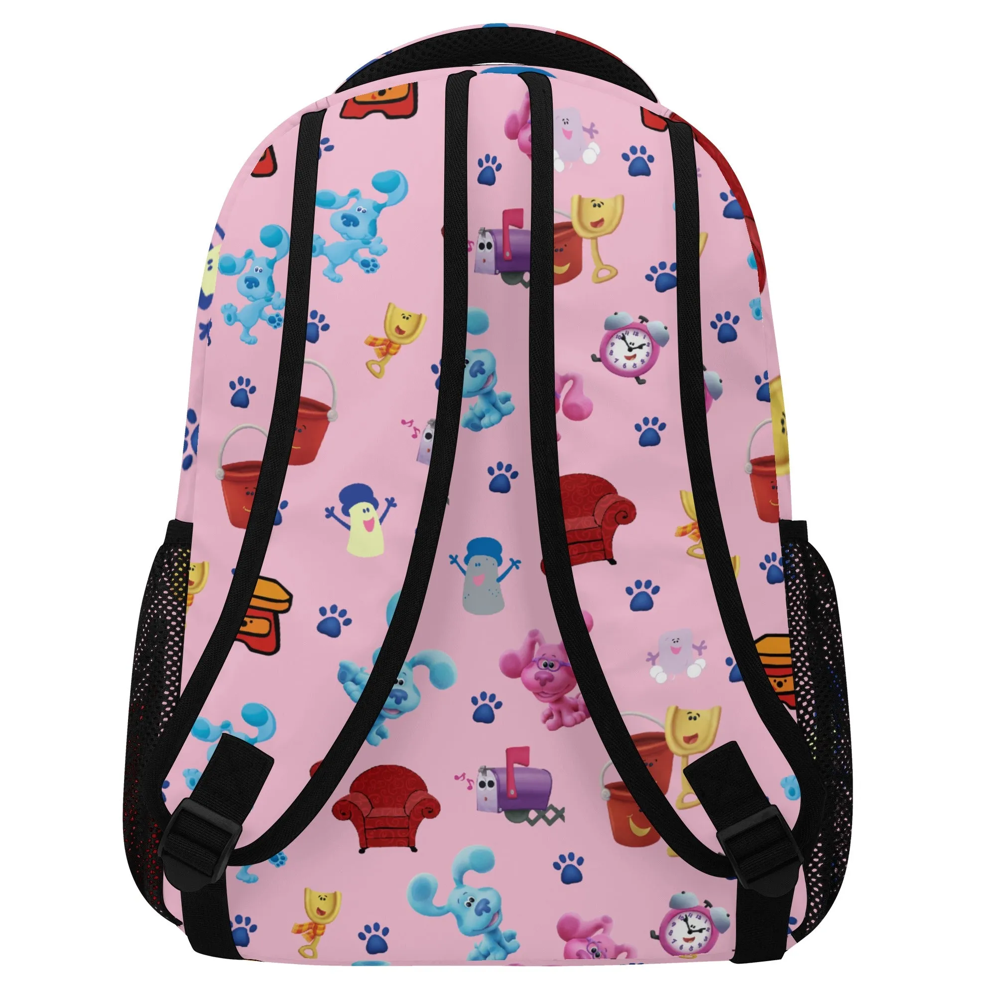 Back to School Supplies: Stylish & Durable Book Bags & Backpacks for Kindergarten Kids. Pink Blue Clue pattern