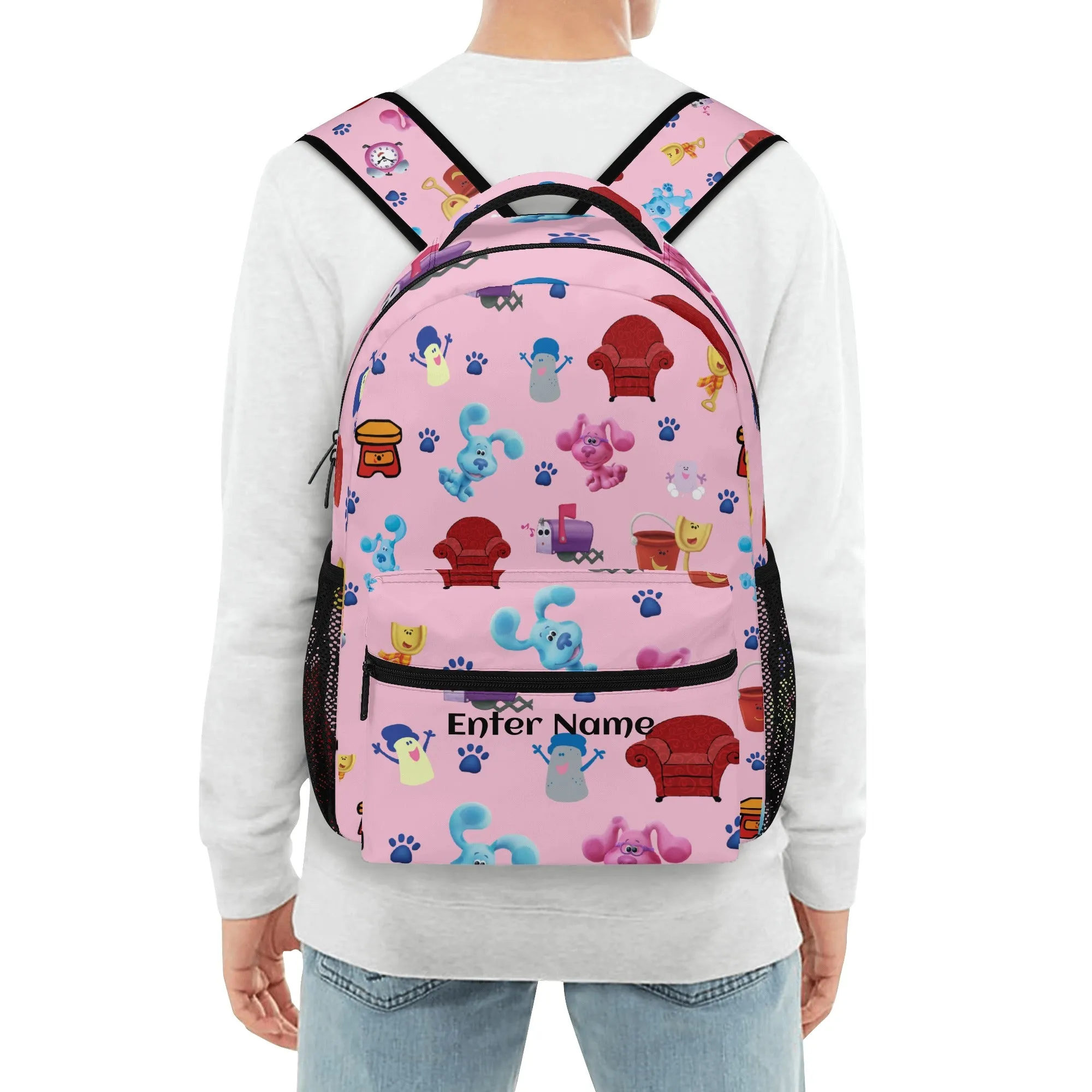 Back to School Supplies: Stylish & Durable Book Bags & Backpacks for Kindergarten Kids. Pink Blue Clue pattern