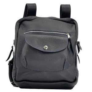 Billy Sunday Black Leather w/ Blue Stitching Backpack