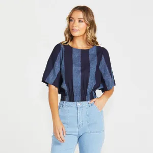 Cailee Top - Navy Stripe