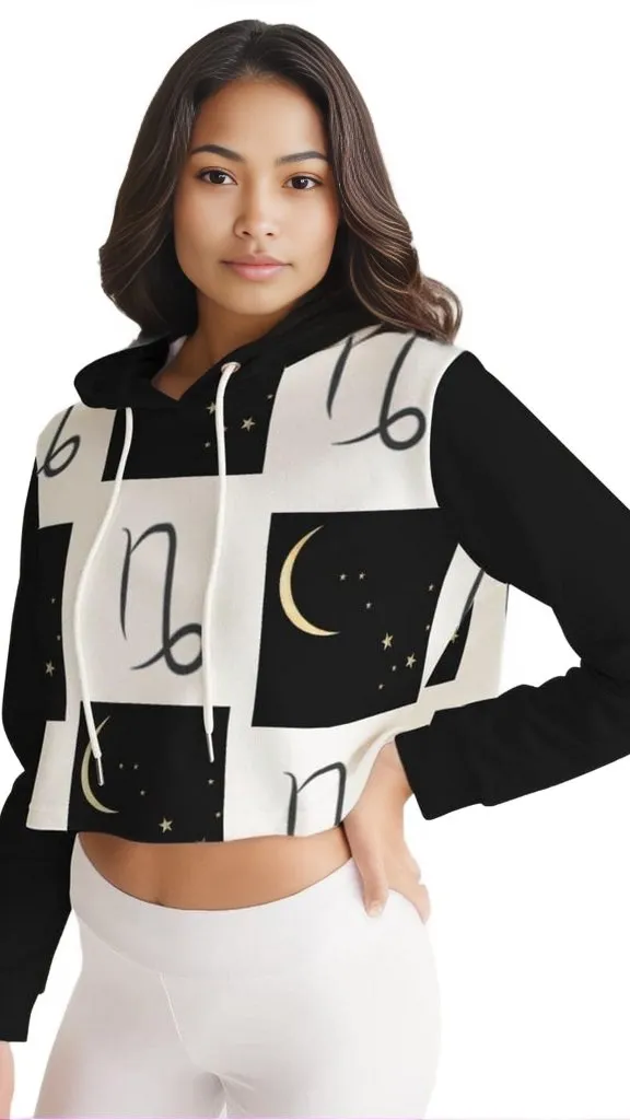 Capricorn Moon Womens Cropped Hoodie