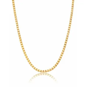 CRISLU Mens 24" Matte Box Chain Necklace In 18kt Gold Finish