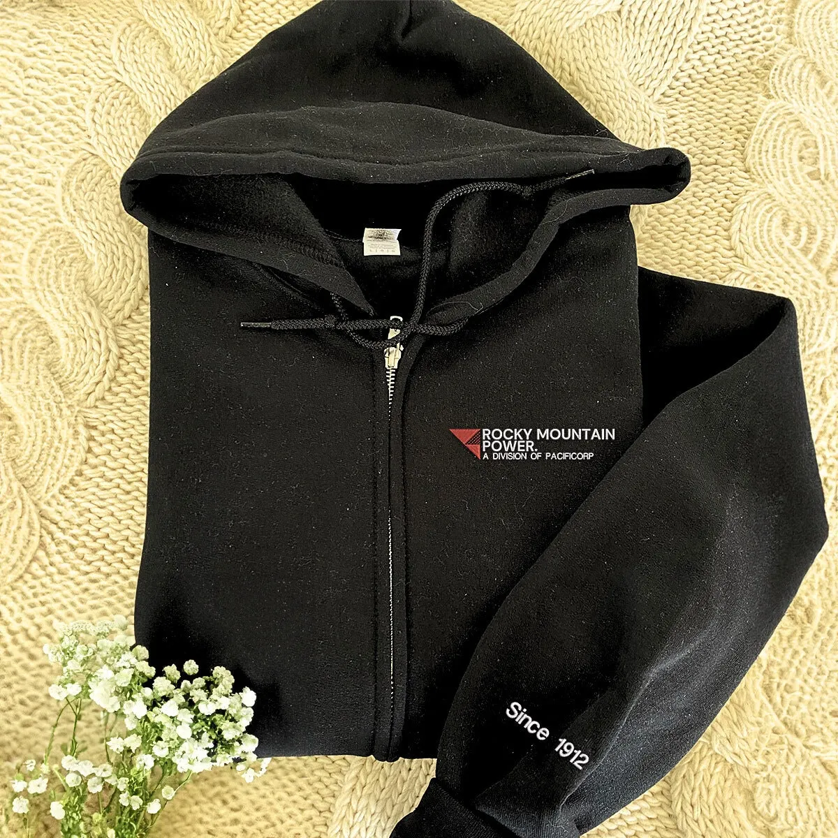 Custom Embroidered Logo Text Zip Up Hoodie