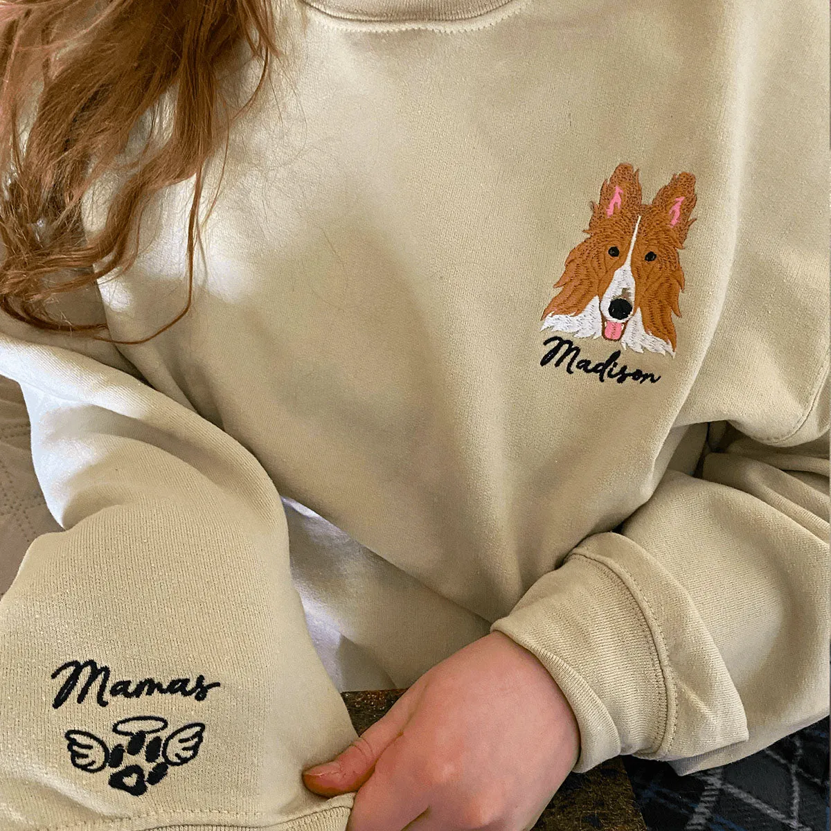 Custom Portrait Dog from Photo Embroidered Sweatshirt, Hoodie