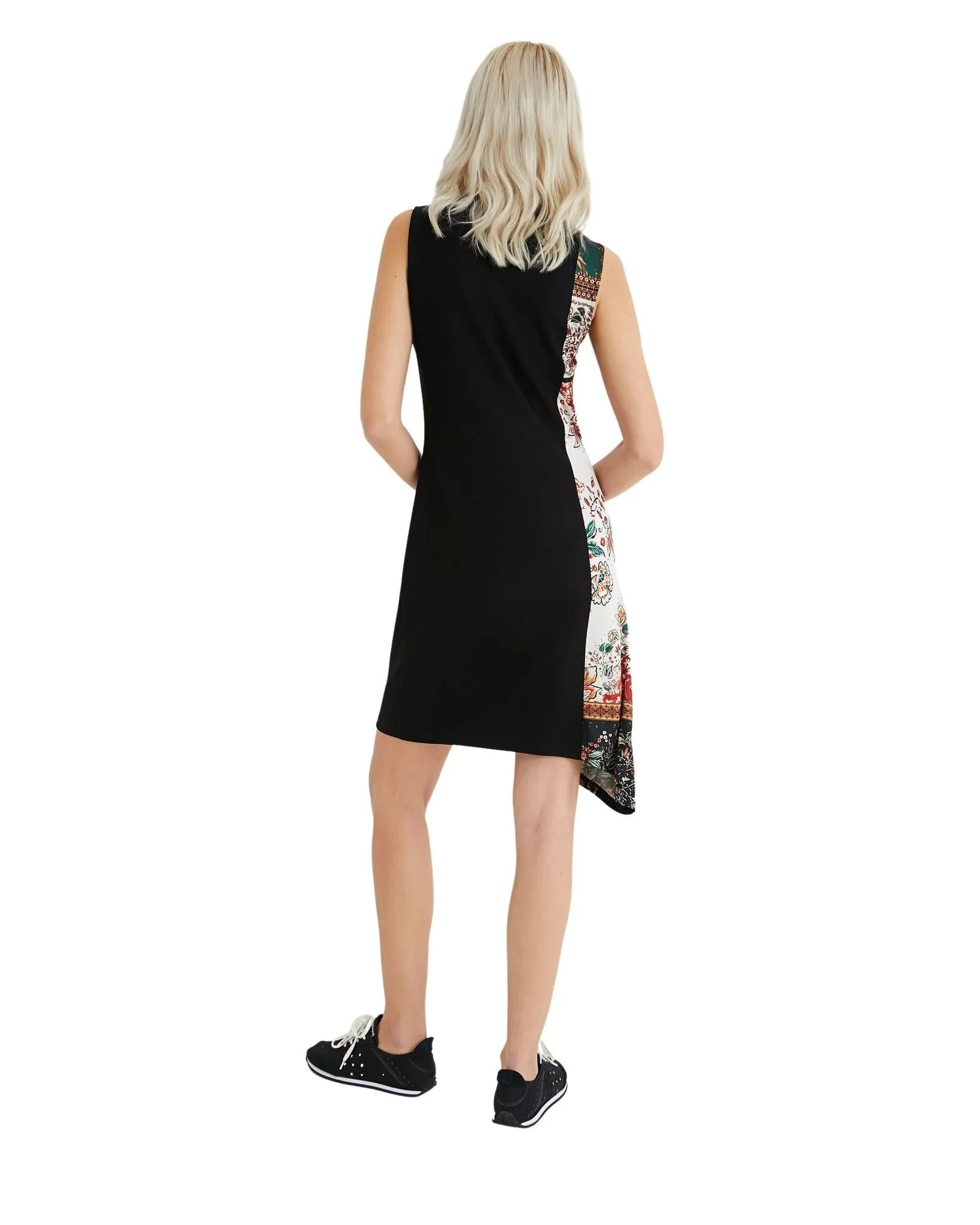 Desigual Womens Black Sleeveless Floral Print Casual Dress