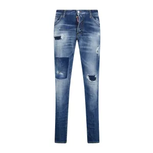 DSQUARED2 'COOL GUY' ORANGE LOGO SLIM FIT JEANS BLUE