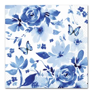 Indigo Rosettes Paper Luncheon Napkins