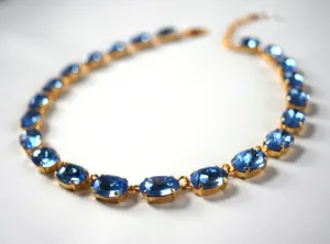 Light Blue Crystal Riviere Necklace - Medium Oval