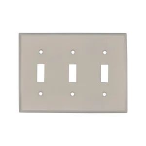 New York Switch Plate with Triple Toggle in Satin Nickel