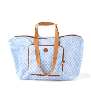 OiOi Fold-Up Tote - Blue Check