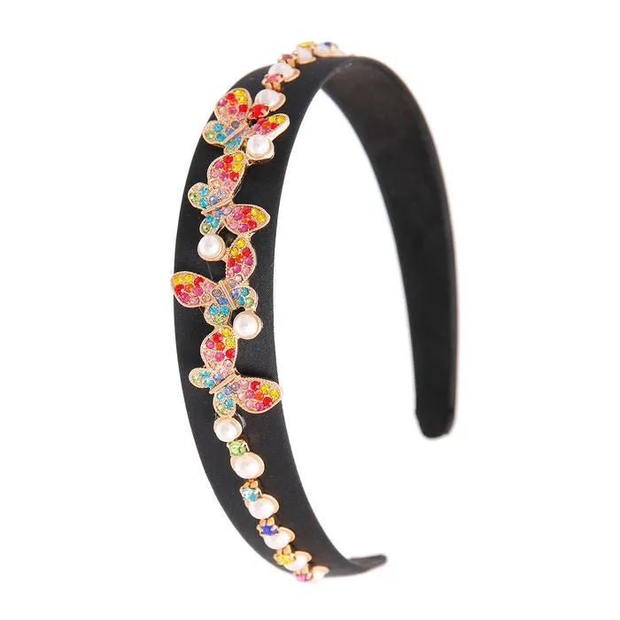 Rainbow Butterfly Pearl Headband