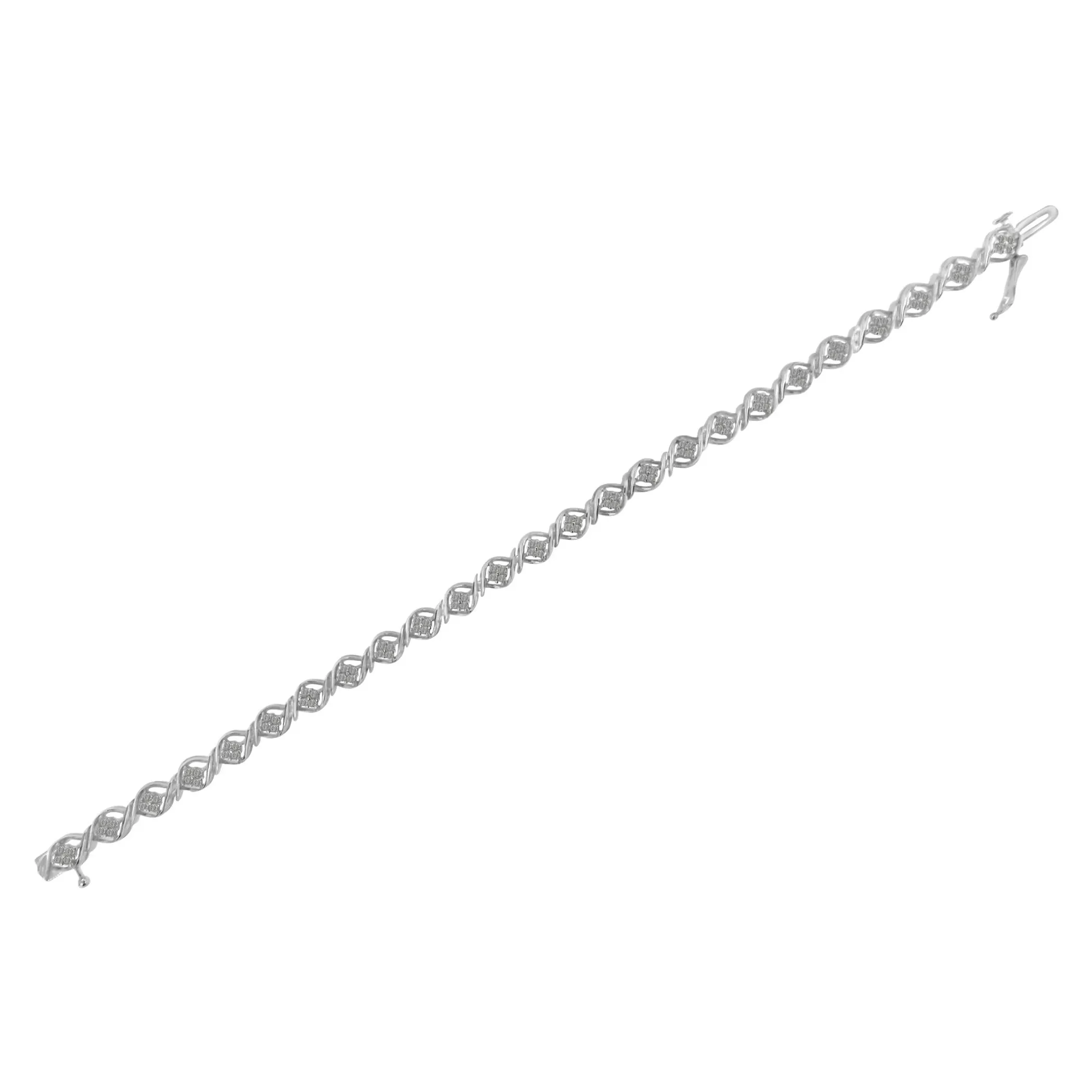 Sterling Silver Diamond Cluster Link Bracelet (1 cttw, I-J Color, I2-I3 Clarity)