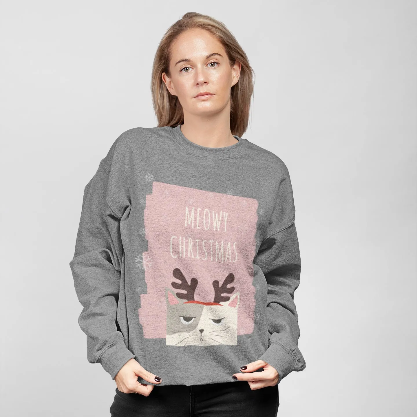 Womens Meowy Christmas Sweatshirt