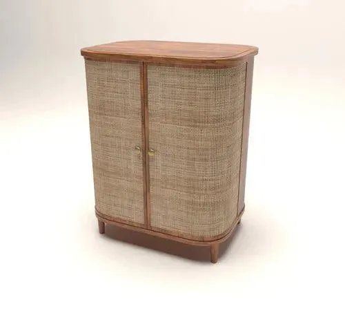 Wooden Twist Hunky Curve Rattan Rosewood Door Cabinet Storage Rustic Storage Organizer for Home Décor